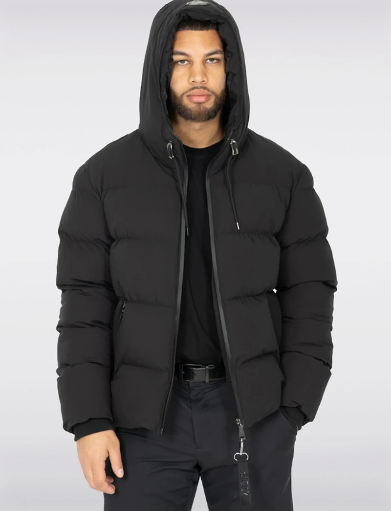 Manteau Matelassé Homme Noir Mat Élégant Duvet Léger Imperméable par Sicily