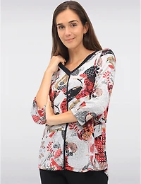 Haut Tricot Imprimé Vif par Perle