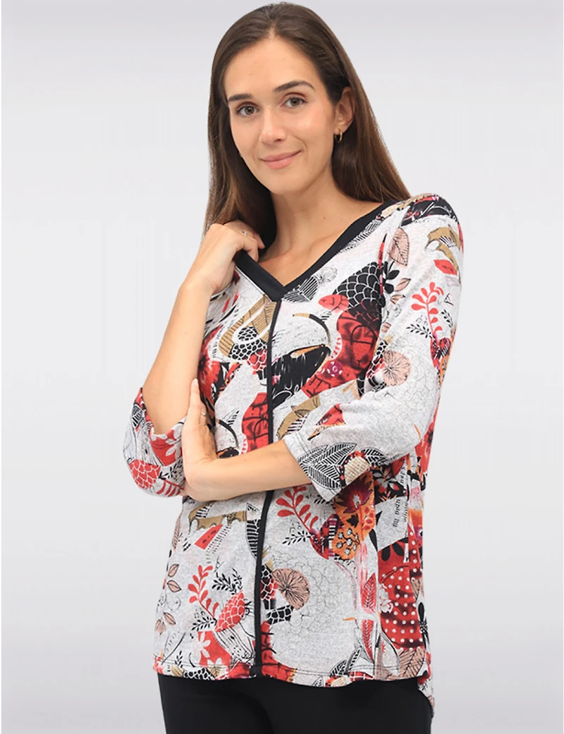 Haut Tricot Imprimé Vif par Perle