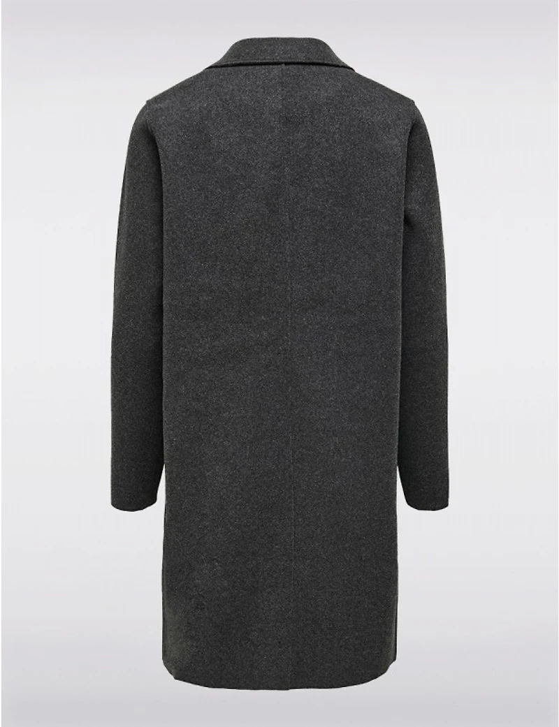 Manteau Chic à Boutonnage Simple avec Col Cranté Bords Bruts & Poches par ONLY