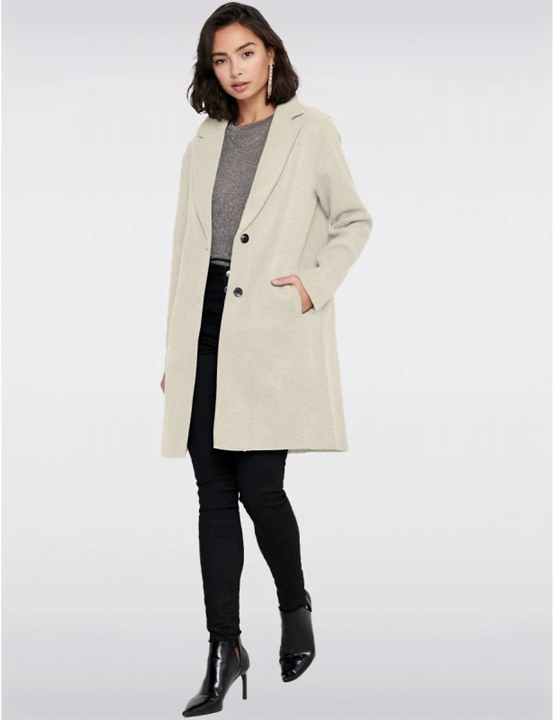 Manteaux | La maison du Manteau au Québec Chic à Boutonnage Simple avec Col Cranté Bords Bruts & Poches par ONLY