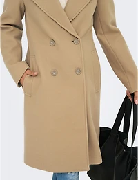 Manteau Classique à Double Boutonnage Col Revers Poches & Fente au Dos par Only