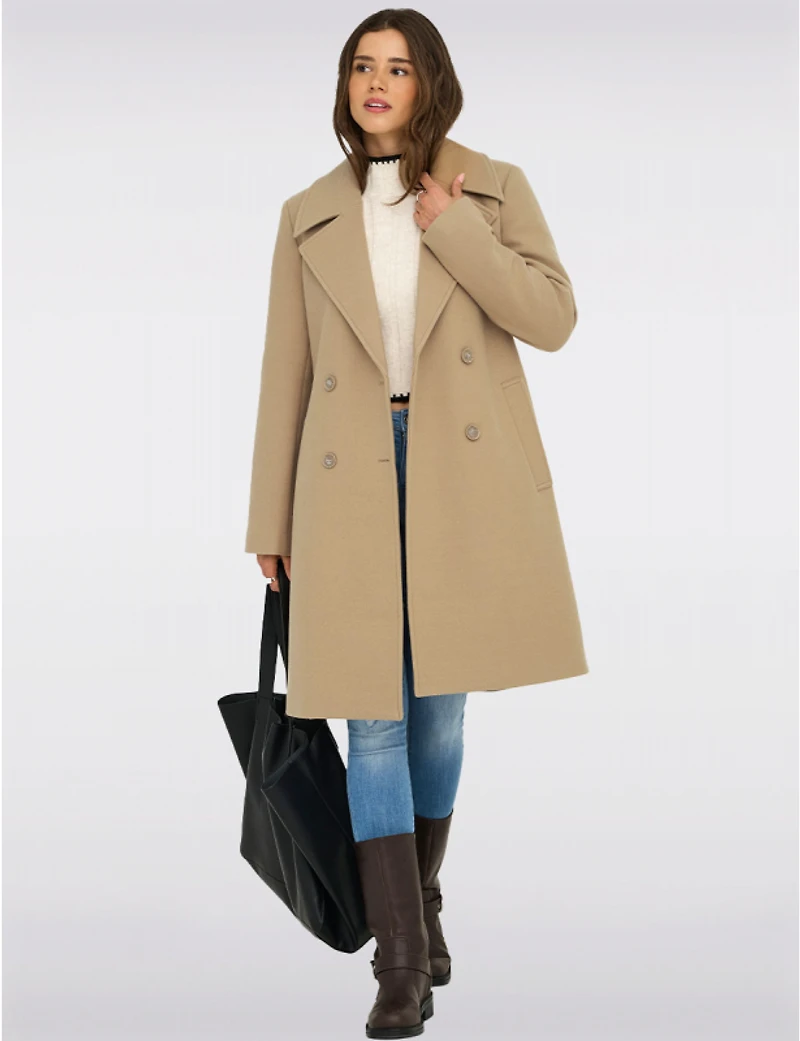 Manteau Classique à Double Boutonnage Col Revers Poches & Fente au Dos par Only