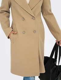 Manteau Classique à Double Boutonnage Col Revers Poches & Fente au Dos par Only