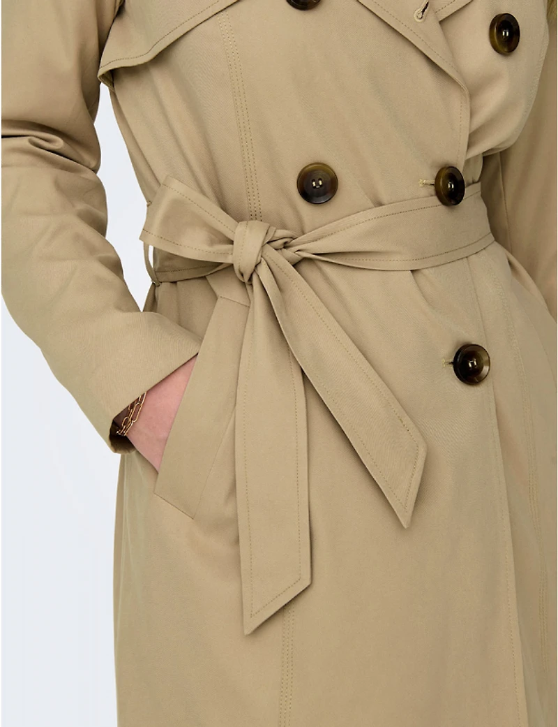 Manteaux | La maison du manteau au Québec Trench Court Classique à Double Boutonnage avec Ceinture Amovible par ONLY