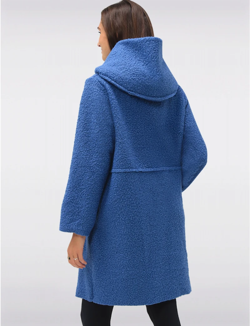 Manteaux | La maison du manteau au Québec Cardigan Bouclée Boutonnée Longue avec Capuche Intégrée et Poches par Froccella