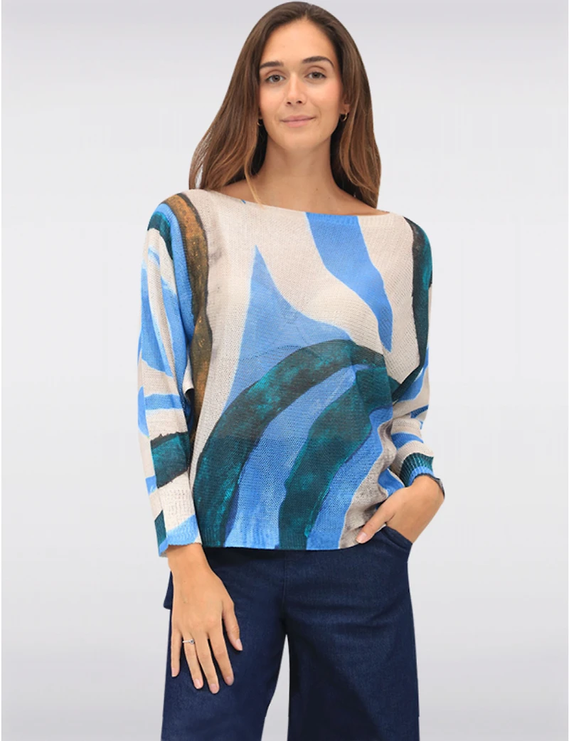 Manteaux Manteaux | La maison du manteau au Québec Haut Chic En Maille Motif Abstrait À Manches Dolman Col Bateau par Froccella