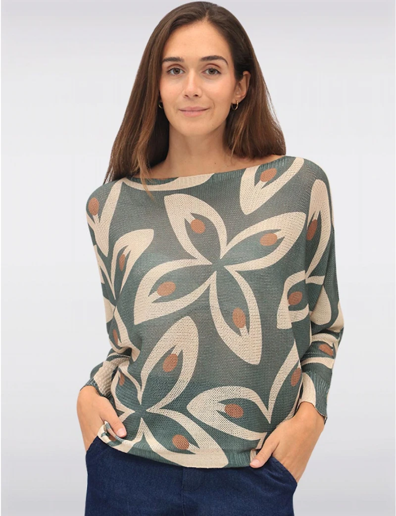 Manteaux Manteaux | La maison du manteau au Québec Haut Chic En Maille Motif Floral  À Manches Dolman Col Bateau par Froccella