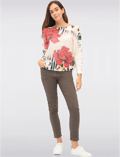 Manteaux Manteaux | La maison du manteau au Québec Haut En Maille Motif Floral & Animal À Manches Dolman Col Bateau par Froccella