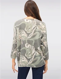 Manteaux | La maison du manteau au Québec Haut Col V Tricoté en Laine Mélangée Imprimé Floral Avec Manches Longues Dolman