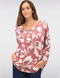 Manteaux | La maison du manteau au Québec Haut Col V Tricoté en Laine Mélangée à Motif Floral Avec Manches Longues Dolman