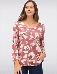 Manteaux | La maison du manteau au Québec Haut Col V Tricoté en Laine Mélangée à Motif Floral Avec Manches Longues Dolman
