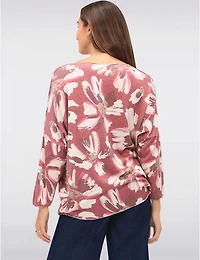 Manteaux | La maison du manteau au Québec Haut Col V Tricoté en Laine Mélangée à Motif Floral Avec Manches Longues Dolman