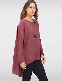 Manteaux | La maison du manteau au Québec Tunique Fluide Asymétrique Froissé avec Manches Longues et Collier par Froccella