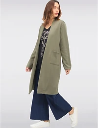 Manteaux | La maison du manteau au Québec Cardigan Long Extensible avec Poches Plaquées et Manches Longues par Froccella