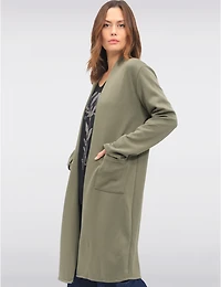 Manteaux | La maison du manteau au Québec Cardigan Long Extensible avec Poches Plaquées et Manches Longues par Froccella