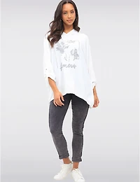 Manteaux Manteaux | La maison du manteau au Québec Pantalon Froissé Extensible Ajusté avec Taille Ajustable et Strass par Froccella