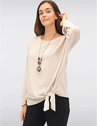 Manteaux | La maison du manteau au Québec Haut Texturé à Manches 3/4 Col Rond avec Nœud Frontal et Collier par Froccella