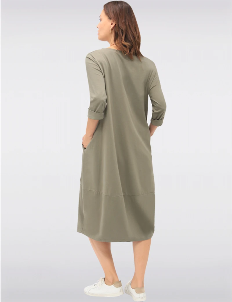 Manteaux | La maison du manteau au Québec Robe Longue Chic en Coton avec Collier et Manches Trois-Quarts par Froccella