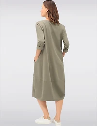 Manteaux | La maison du manteau au Québec Robe Longue Chic en Coton avec Collier et Manches Trois-Quarts par Froccella