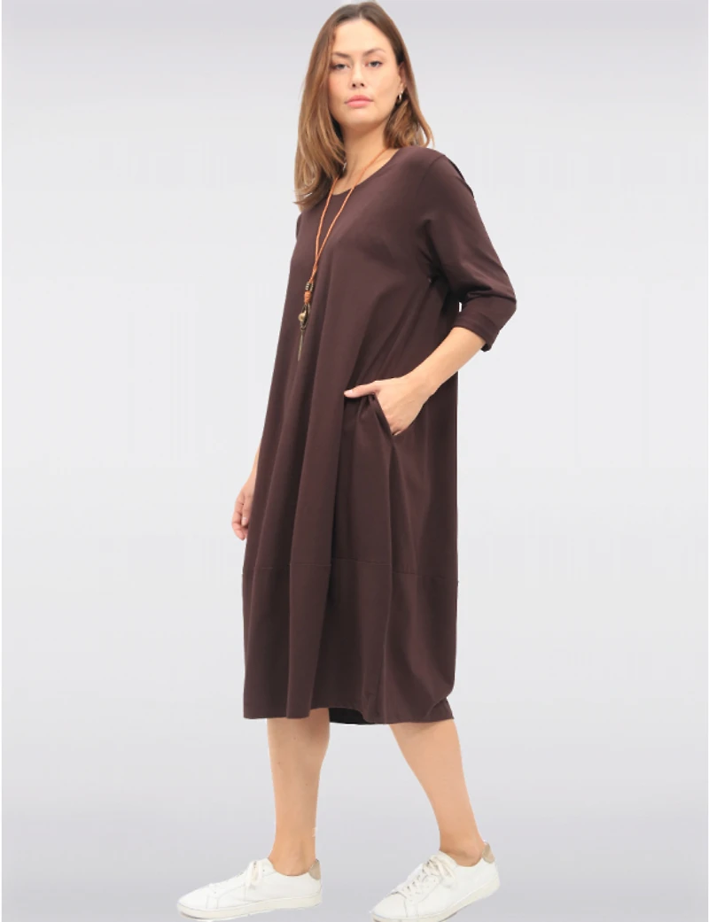 Manteaux | La maison du manteau au Québec Robe Longue Chic en Coton avec Collier et Manches Trois-Quarts par Froccella
