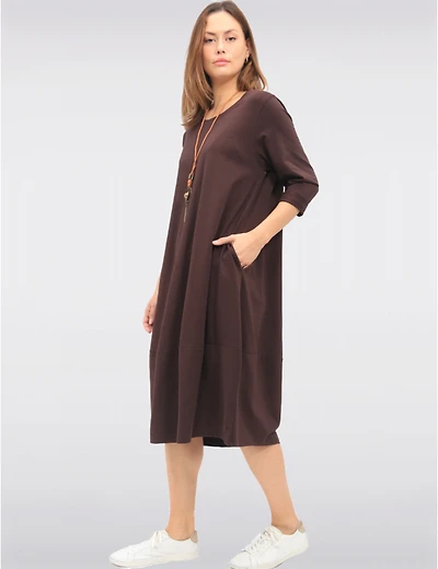 Manteaux | La maison du manteau au Québec Robe Longue Chic en Coton avec Collier et Manches Trois-Quarts par Froccella