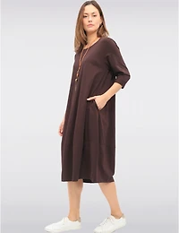 Manteaux | La maison du manteau au Québec Robe Longue Chic en Coton avec Collier et Manches Trois-Quarts par Froccella