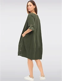 Manteaux | La maison du manteau au Québec Robe en Velours avec Manches 3/4 Boutons Latéraux Collier & Poches par Froccella