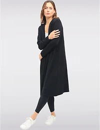 Manteaux | La maison du manteau au Québec Cardigan Long à Capuche en Maille Extensible Devant Ouvert Drapé par Froccella