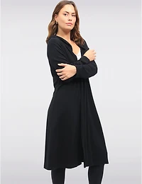 Manteaux | La maison du manteau au Québec Cardigan Long à Capuche en Maille Extensible Devant Ouvert Drapé par Froccella