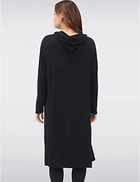 Manteaux | La maison du manteau au Québec Cardigan Long à Capuche en Maille Extensible Devant Ouvert Drapé par Froccella