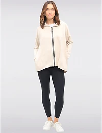 Manteaux | La maison du manteau au Québec Hoodie Extensible Polyvalent Zippé avec Manches Longues et Poches par Froccella