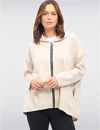 Manteaux | La maison du manteau au Québec Hoodie Extensible Polyvalent Zippé avec Manches Longues et Poches par Froccella