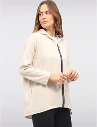 Manteaux | La maison du manteau au Québec Hoodie Extensible Polyvalent Zippé avec Manches Longues et Poches par Froccella