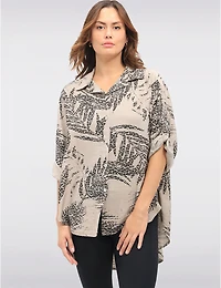 Manteaux | La maison du manteau au Québec Chemise Asymétrique Boutonnée à Imprimé Léopard et Manches 3/4 par Froccella