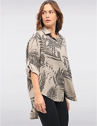 Manteaux | La maison du manteau au Québec Chemise Asymétrique Boutonnée à Imprimé Léopard et Manches 3/4 par Froccella