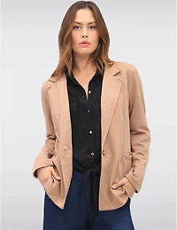 Manteaux | La maison du manteau au Québec Blazer Elegant à Coupe Ajustée Revers Cranté & Poches Passepoilées par Froccella