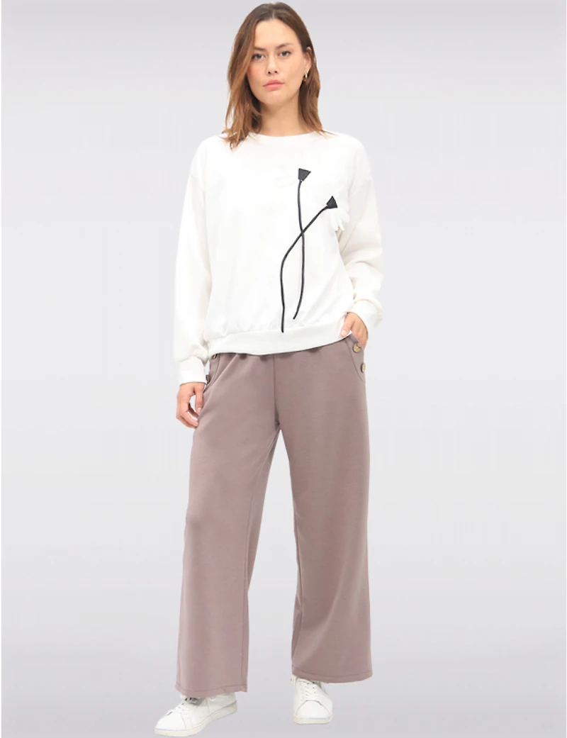 Manteaux | La maison du manteau au Québec Pull Doux en Maille avec Appliqué Floral Col Rond & Ourlet Froncé par Froccella