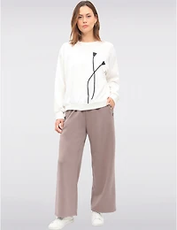Manteaux | La maison du manteau au Québec Pull Doux en Maille avec Appliqué Floral Col Rond & Ourlet Froncé par Froccella