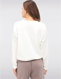Manteaux | La maison du manteau au Québec Pull Doux en Maille avec Appliqué Floral Col Rond & Ourlet Froncé par Froccella