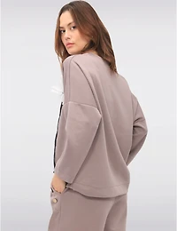 Manteaux Manteaux | La maison du manteau au Québec Pull Col V avec Appliqué Floral Fronces aux Ourlets & aux Manches par Froccella