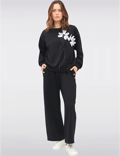 Manteaux | La maison du manteau au Québec Pantalon Large Extensible avec Poches & Boutons Décoratifs par Froccella
