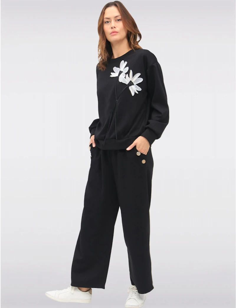Manteaux | La maison du manteau au Québec Pantalon Large Extensible avec Poches & Boutons Décoratifs par Froccella