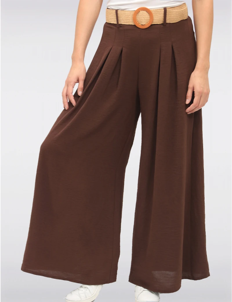 Manteaux | La maison du manteau au Québec Pantalon Extensibles Fluide à Jambes Larges avec Ceinture par Froccella
