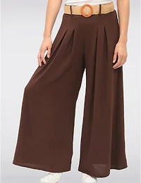 Manteaux | La maison du manteau au Québec Pantalon Extensibles Fluide à Jambes Larges avec Ceinture par Froccella