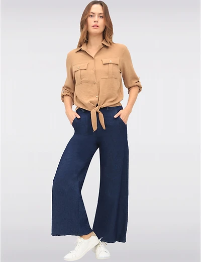 Manteaux | La maison du manteau au Québec Chemise Chic Boutonnée avec Nœud à l’Avant & Manches Ajustables par Froccella