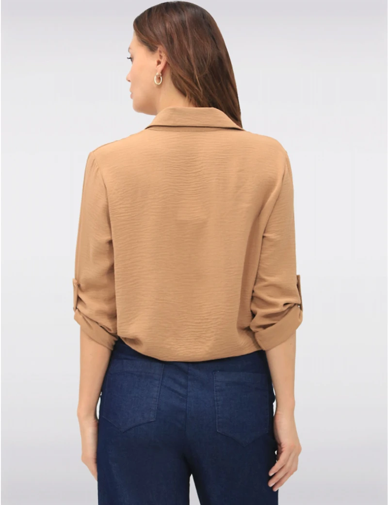 Manteaux | La maison du manteau au Québec Chemise Chic Boutonnée avec Nœud à l’Avant & Manches Ajustables par Froccella