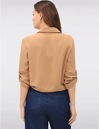 Manteaux | La maison du manteau au Québec Chemise Chic Boutonnée avec Nœud à l’Avant & Manches Ajustables par Froccella