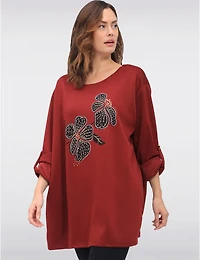 Manteaux | La maison du manteau au Québec Haut Chic Doux Extensible à Fleurs avec Manches Longues Ajustables par Froccella