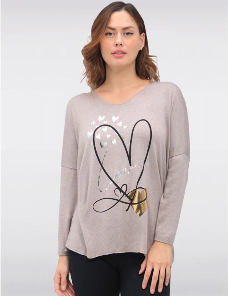 Top Col V Laine Froccella, Détail Cœur – Offres Black Friday